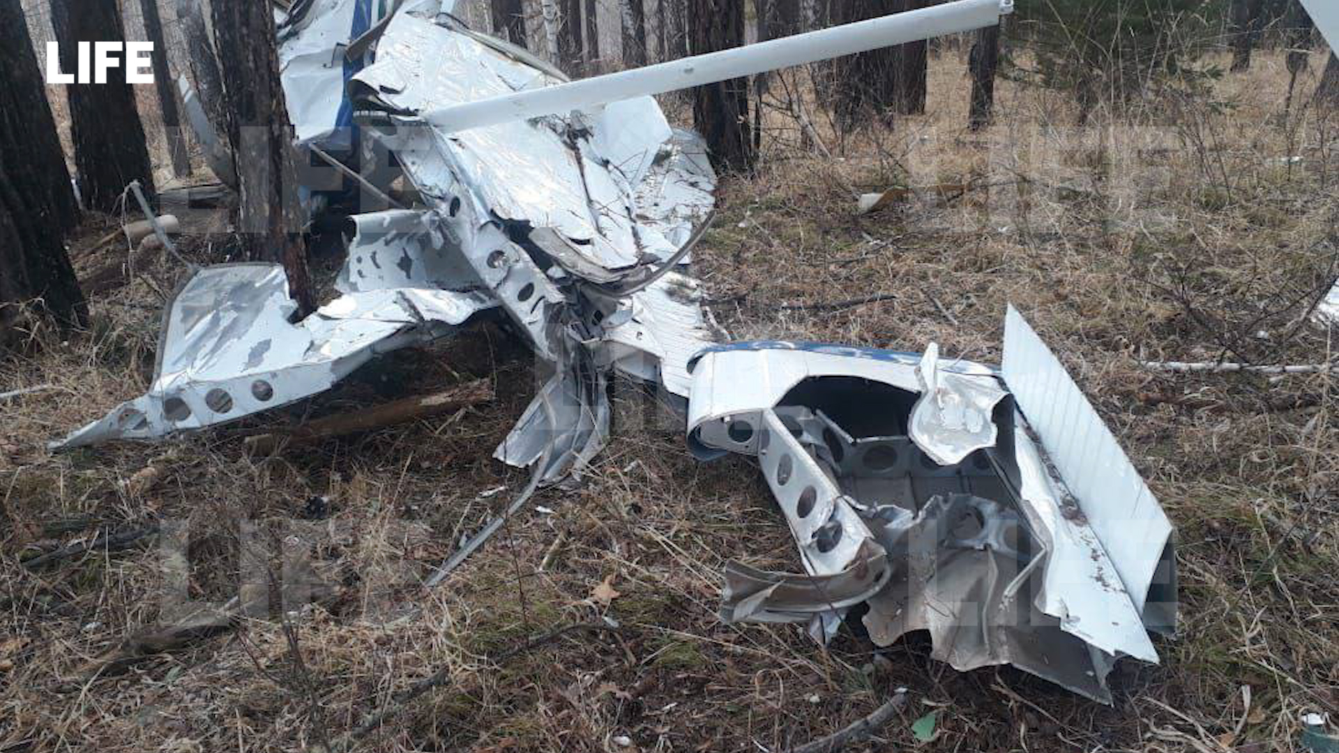 Лайф публикует видео и фото с места падения легкомоторного самолёта под Красноярском