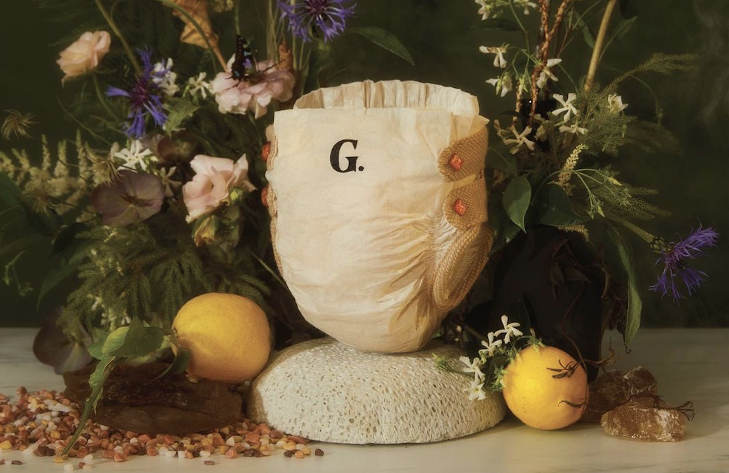 Подгузник с подкладкой из шерсти альпаки и янтарными пуговичками, выпущенный компанией Goop, принадлежащей Гвинет Пэлтроу. Фото © Instagram (запрещён на территории Российской Федерации) / goop