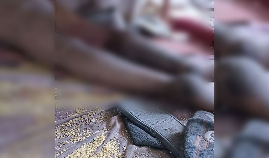 Истерзанный труп, найденный в освобождённом от ВСУ селе в Харьковской области. Фото © Telegram-канал SHOT