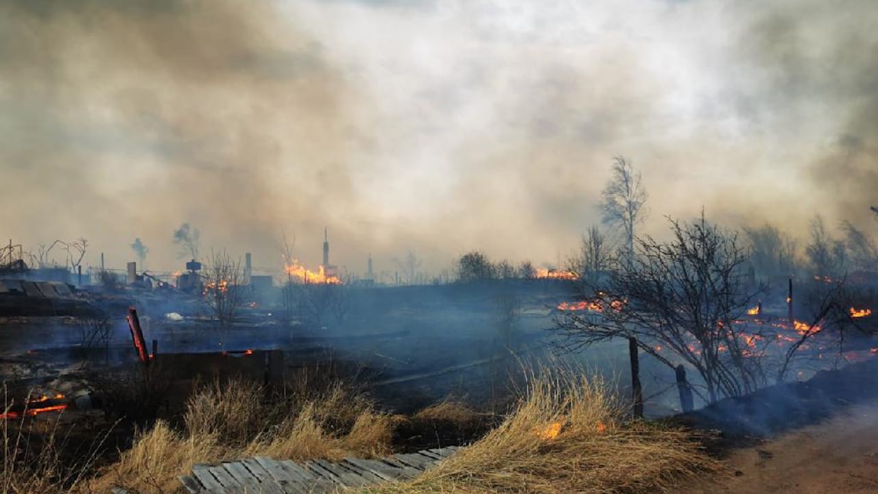 Пожар в посёлке Моргудон Братского района. Фото © Пресс-служба Прокуратуры Иркутской области