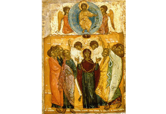 Вознесение Господне. Новгородская икона, XIV век. Фото © Wikipedia