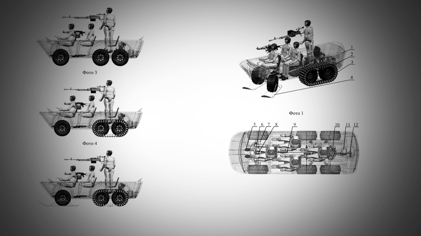 Проект багги-амфибии — шестиколёсного мотовездехода. Фото © Роспатент