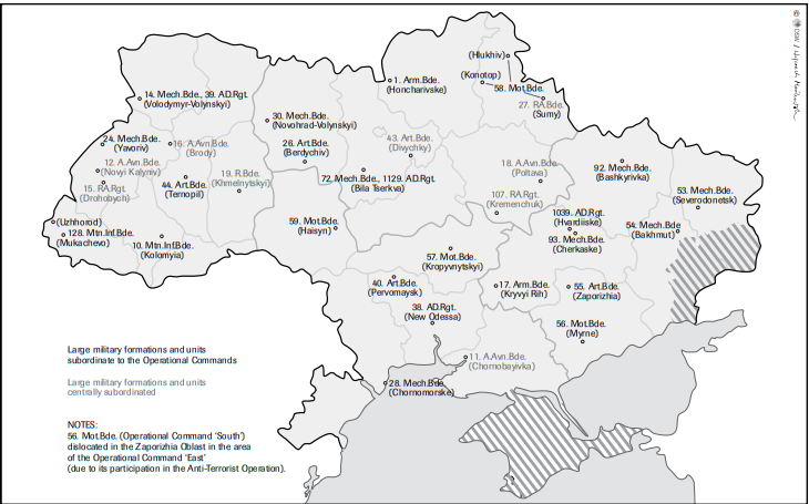 Карта расположения украинских подразделений в Донбассе перед "Операцией Z". Скриншот © osw.waw.pl