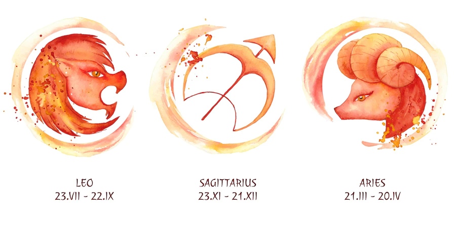 Знаки зодиака стихий Огня — Лев, Стрелец и Овен. Фото © Freepik