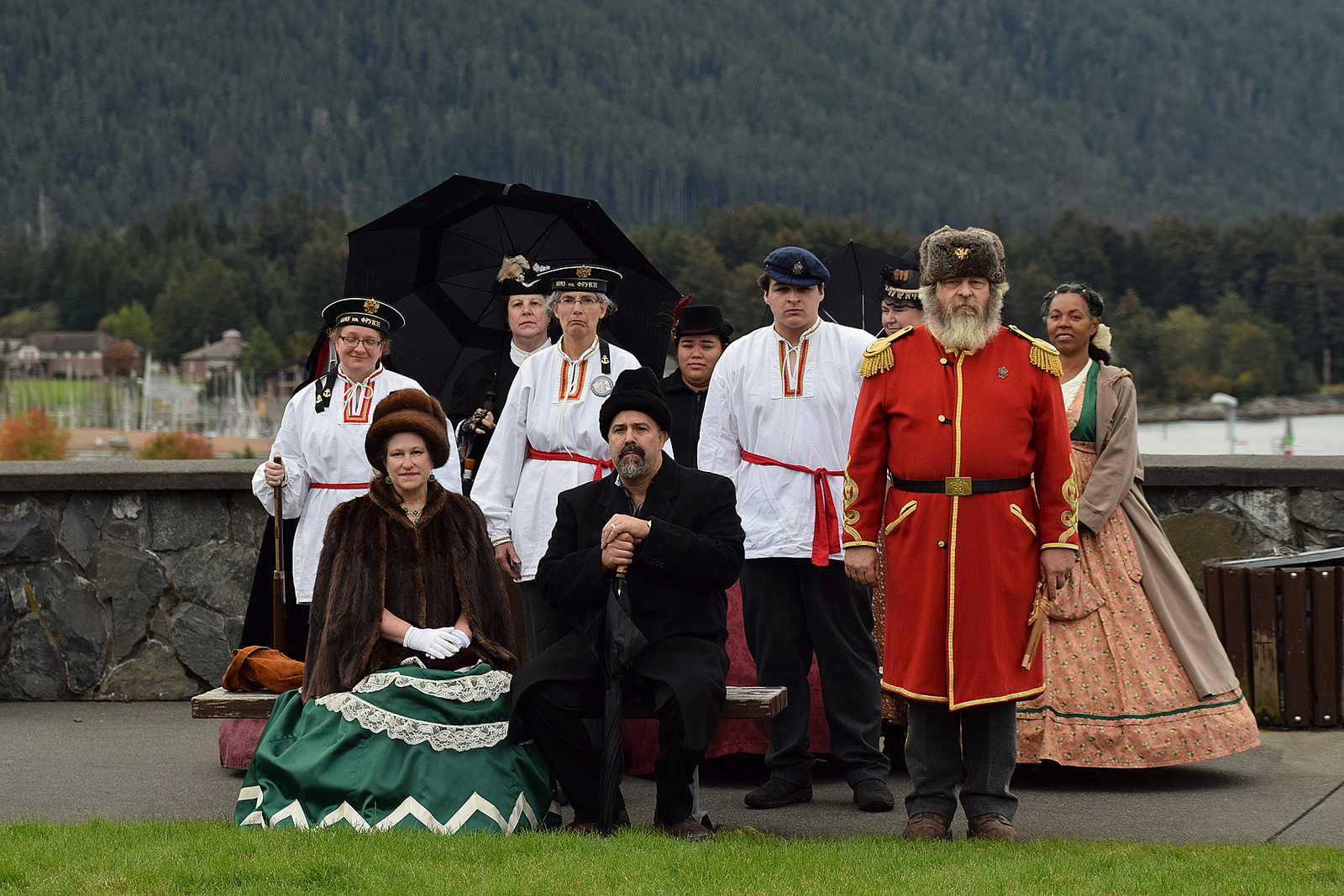 Sitka people in period costumes are waiting to play their part in the handover ceremony at the top of Castle Hill in Sitka.  Photo © Flickr / US Army Alaska (USARAK)