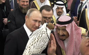 Владимир Путин преподнёс в дар королю Саудовской Аравии Салману ибн Абдул-Азизу Аль Сауду камчатского кречета. Октябрь, 2019 год. Фото © kremlin.ru