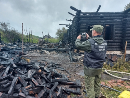 Место пожара в Томской области, где погибли пятеро детей и двое взрослых. Фото © СУ СКР по Томской области