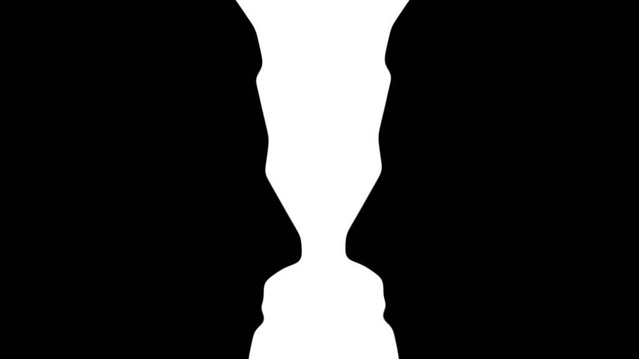 Оптическая иллюзия "Ваза / лица". Изображение © Wikimedia Commons