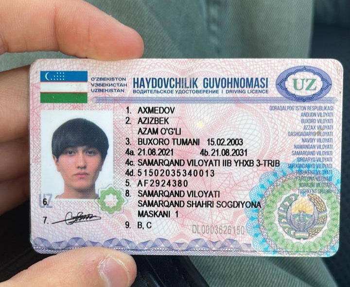 Водительские права 19-летнего Азизбека Ахмедова. Фото © Telegram / ДТП и ЧП СПБ