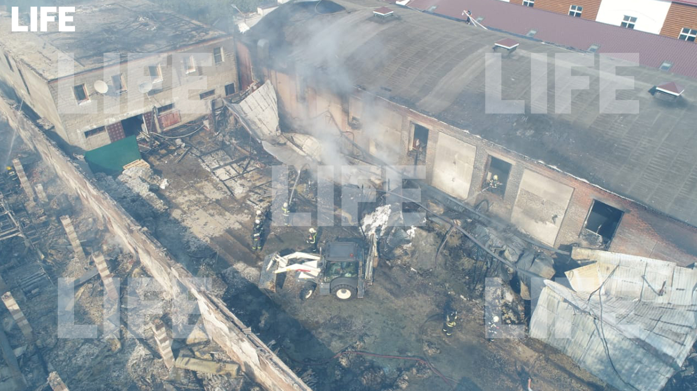 Лайф публикует видео последствий разрушительного пожара в конном клубе в Подмосковье