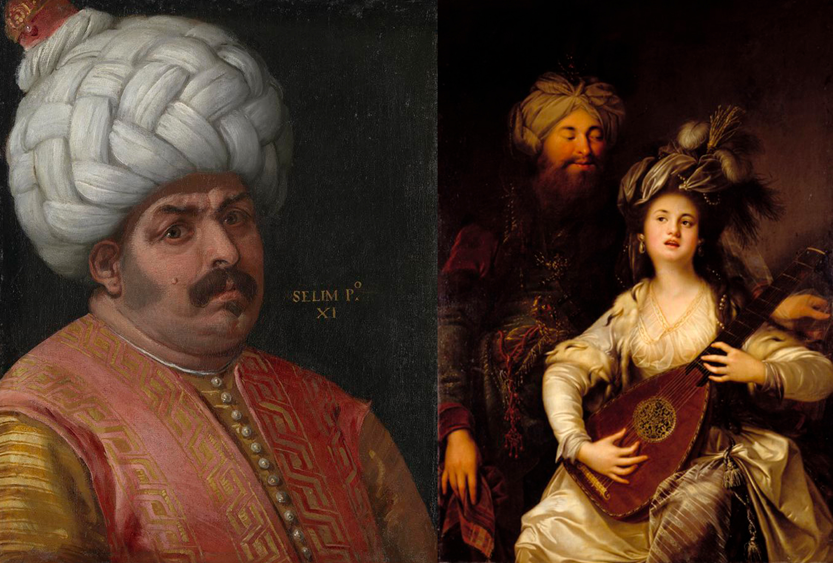 "Султан Селим I", Паоло Веронезе (слева) и "Роксолана и султан", Антон Хикель. Фото © Wikipedia, © Wikipedia