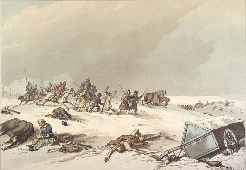 Бой под Ляховом. "Казаки нападают на отступающих французов". Аткинсон, 1813г. Фото © Wikipedia
