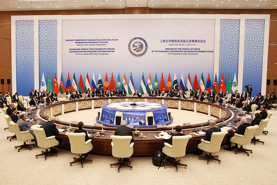 <p>Саммит Шанхайской организации сотрудничества в Самарканде, 16 сентября 2022 года. Обложка © ТАСС / Сергей Бобылев</p>