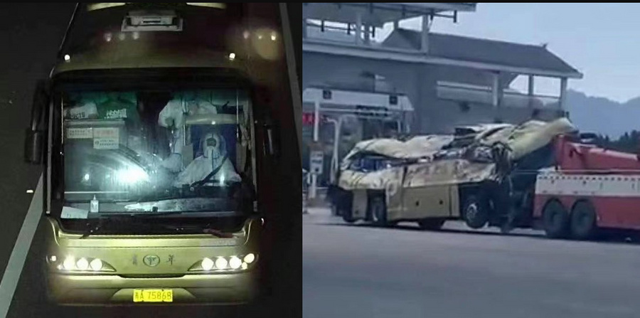 Пассажирский автобус разбился на юге Китая. Обложка © Twitter / IANS