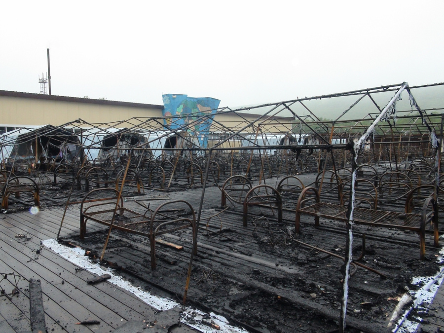 <p>Последствия пожара в лагере "Холдоми". Фото © ГУ МЧС по Хабаровскому краю</p>