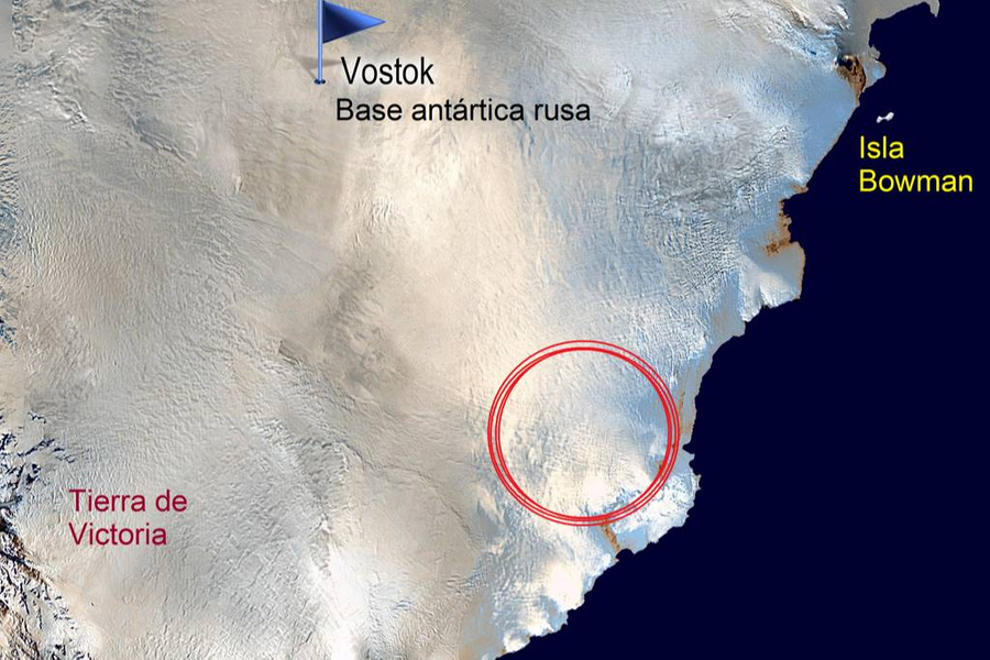 Предполагаемое местоположение кратера Земли Уилкса. Фото © Wikipedia