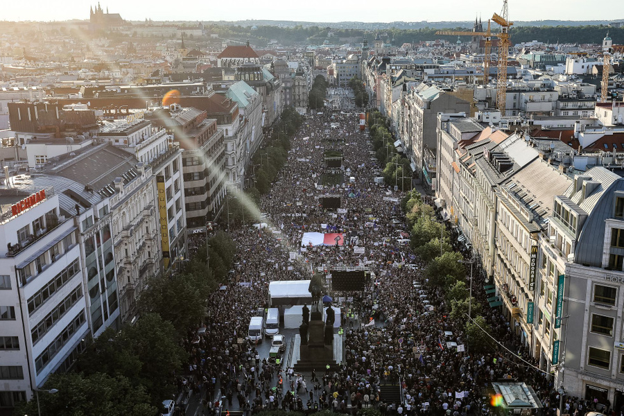 Акция протеста в Праге. Фото © Twitter / SwobodaHyn2