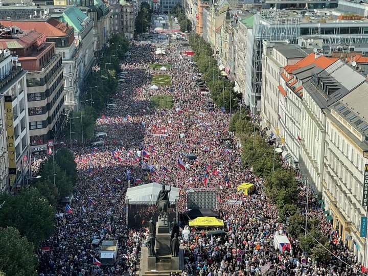 Антиправительственный митинг в Праге. Фото © Twitter / DitetovaJirina