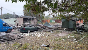 Последствия обстрела украинскими войсками колонны машин. Фото © Telegram-канал Владимира Рогова