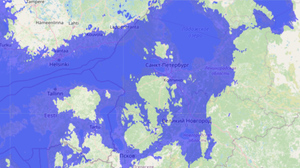 Санкт-Петербург, Великий Новгород и Псков при повышении уровня Мирового океана на 70 метров. Скриншот Карта наводнений: Карта высот, Карта повышения уровня моря. Скриншот © floodmap.net