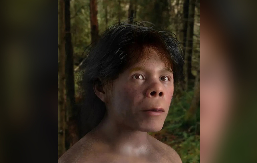Восстановленный облик мальчика-неандертальца. Обложка © twitter.com / liufangtong01