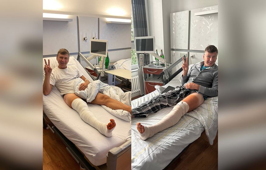 Алексей Ягудин после второй операции (слева), он же после первой операции (справа). Обложка © t.me / Алексей Ягудин