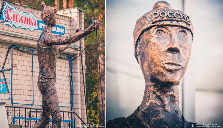 Лыжник Платон, установленный в Пермском крае. Обложка © VK / Ринат Салимов