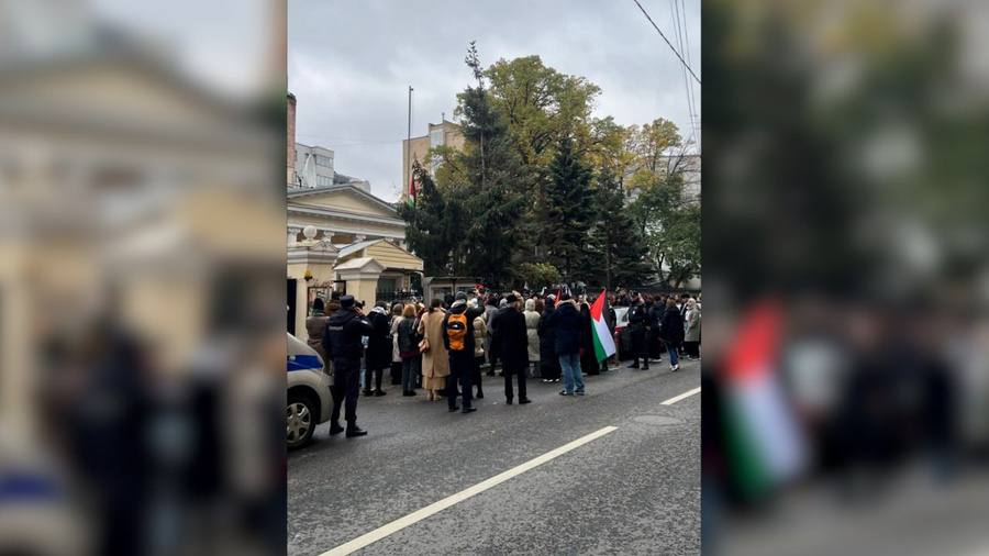 Акция у Посольства Израиля в Москве. Обложка © t.me / RGVKDAGESTAN