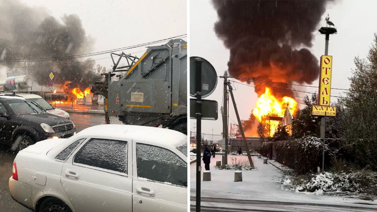 Два человека пострадали при пожаре на газовой заправке в районе Шереметьева