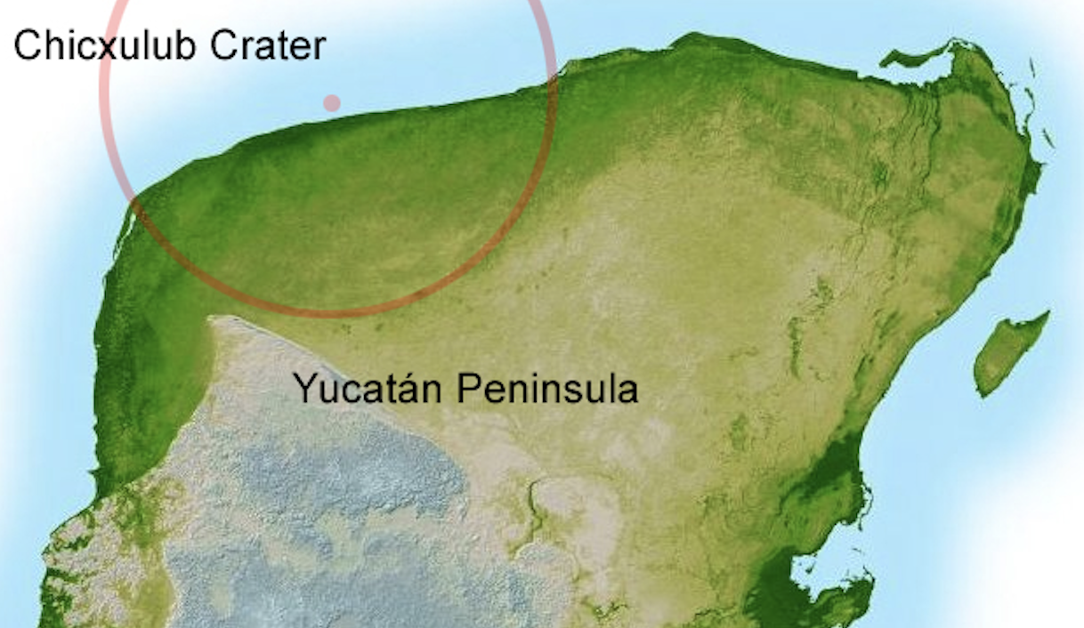 Кратер Чиксулуб в Мексике, который считают следом от падения "убившего динозавров" астероида. Фото © Wikipedia / NASA / JPL-Caltech