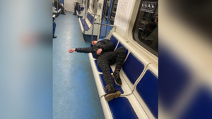 Подозреваемая в метро после кражи хаски в Москве. Фото © Telegram / "360tv"