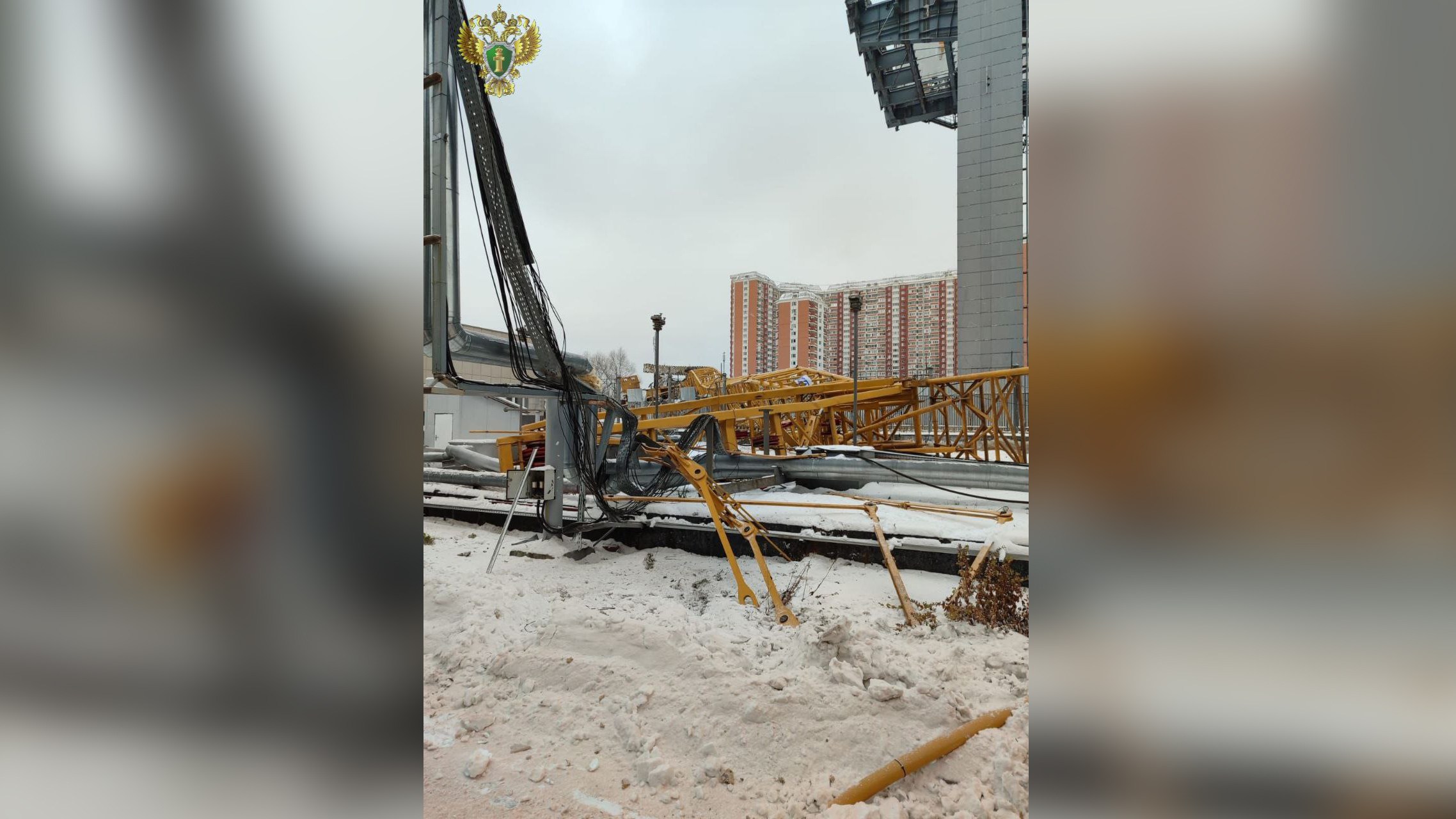 Прокуратура показала фото последствий падения строительного крана в Красногорске. Фото © t.me / Прокуратура Московской области