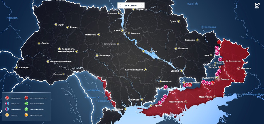 Карта боевых действий. Инфографика © Opermap.mash.ru