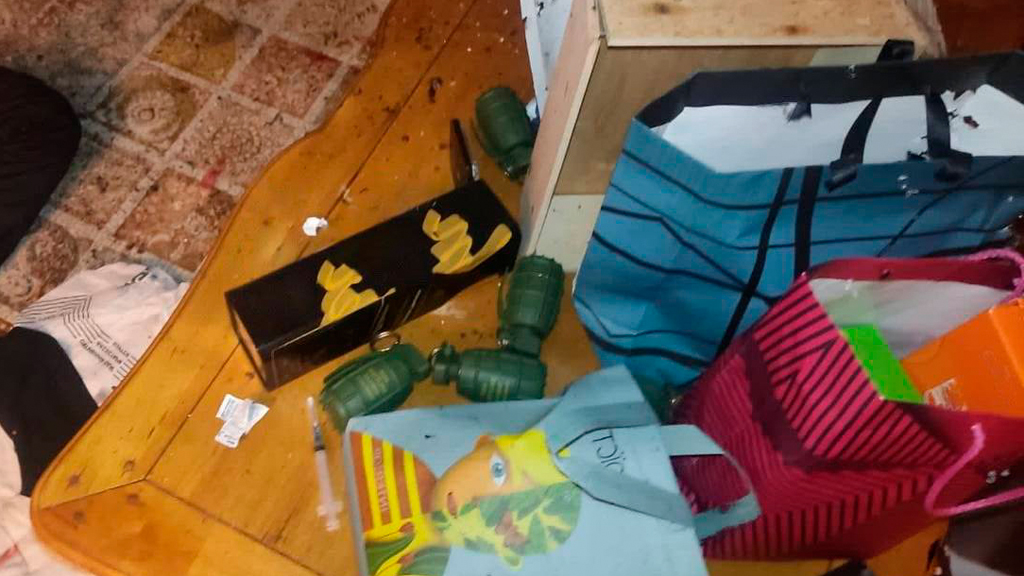 Игрушечные гранаты в квартире Частякова, среди которых, вероятно, было взрывное устройство. Фото © t.me / Українська правда