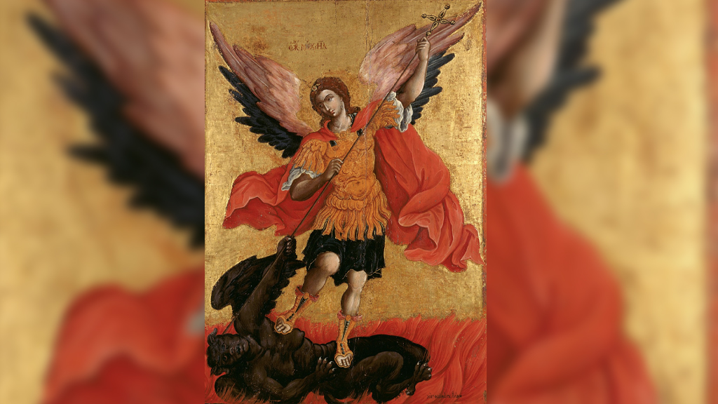 Святые покровители имени Миша. Архангел Михаил на иконе Теодора Пулакиса. Фото © Wikipedia