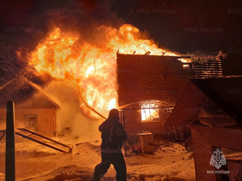 <p>Пожар в посёлке Интернациональный. Фото © ГУ МЧС РФ по Тульской области</p>
