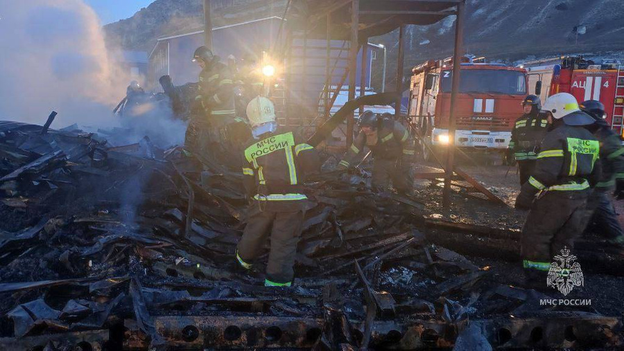 Сотрудники МЧС на месте пожара в Севастополе. Обложка © Telegram / МЧС России 