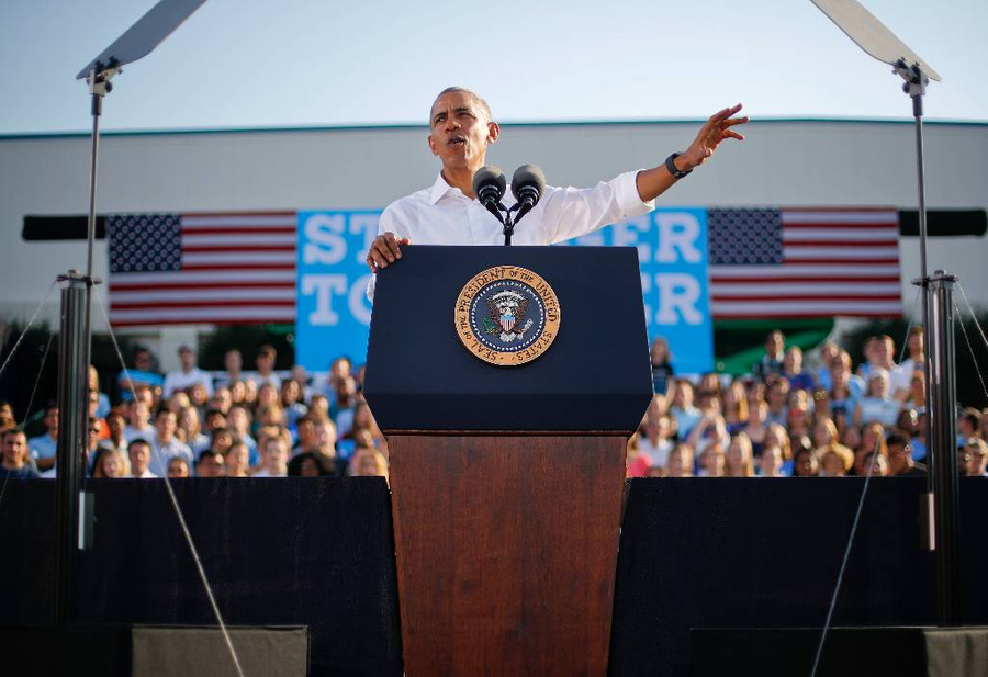 Барак Обама выступил на митинге. Фото © ТАСС / AP / Pablo Martinez Monsivais