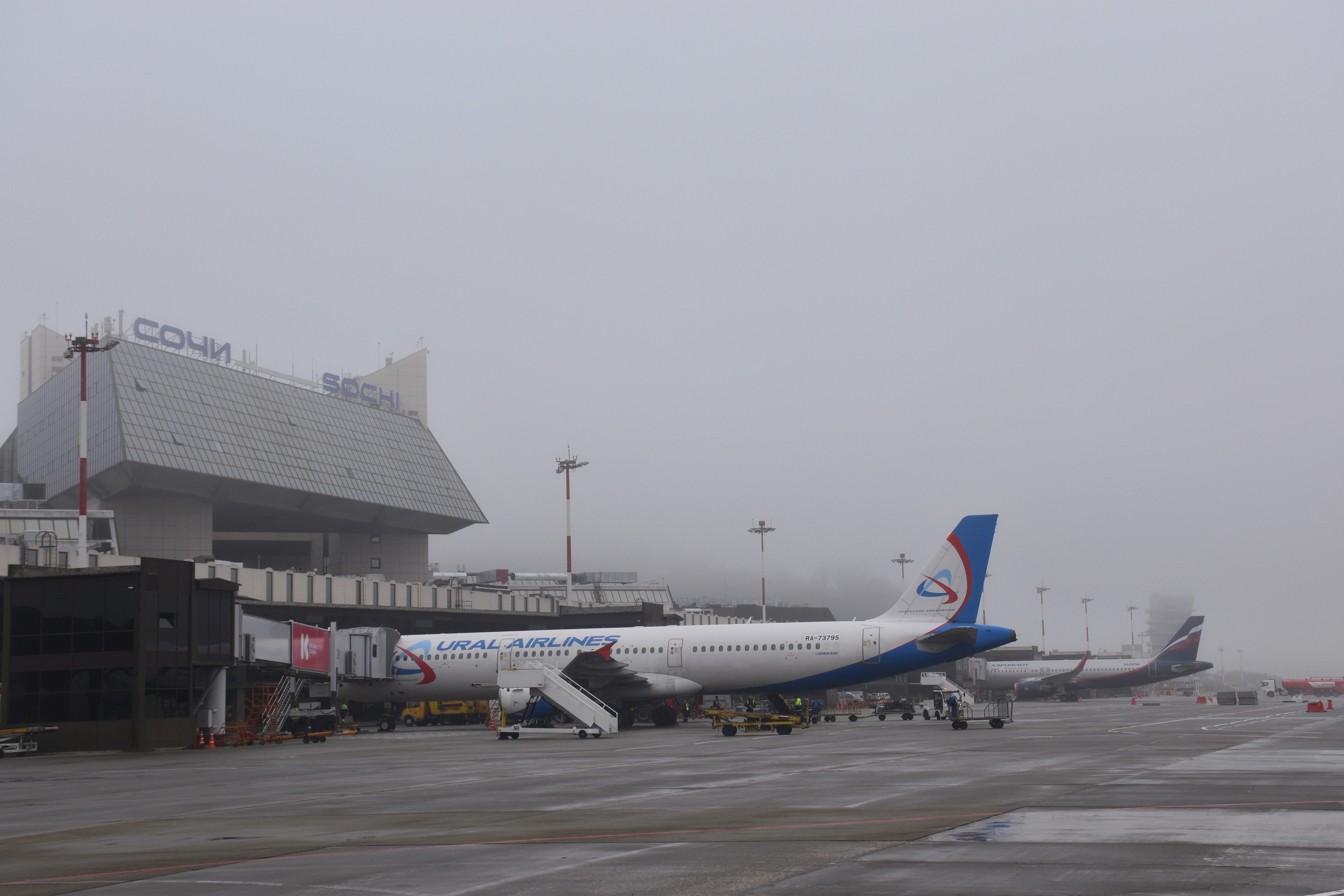 Аэропорт Сочи начал принимать задержанные из-за густого тумана рейсы