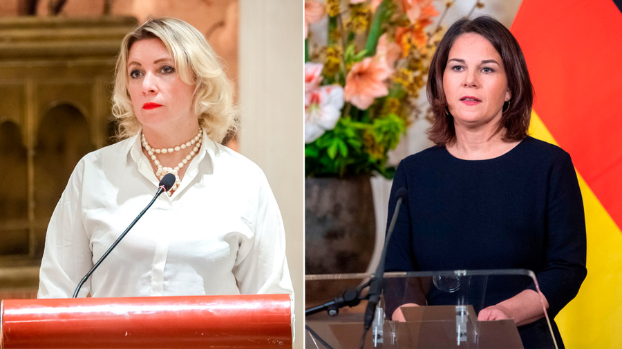 Мария Захарова и Анналена Бербок. Обложка © ТАСС / Пресс-служба МИД РФ, © Getty Images / Christophe Gateau