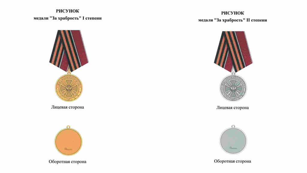 Новая медаль "За храбрость" 1-й и 2-й степени. Фото © publication.pravo.gov.ru