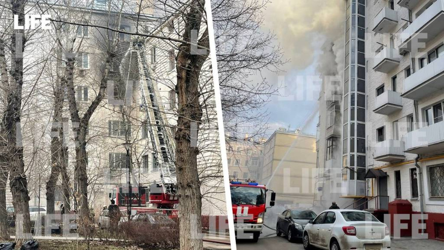 Пожар в одном из домов на Шмитовском проезде в центре Москвы. Обложка © LIFE