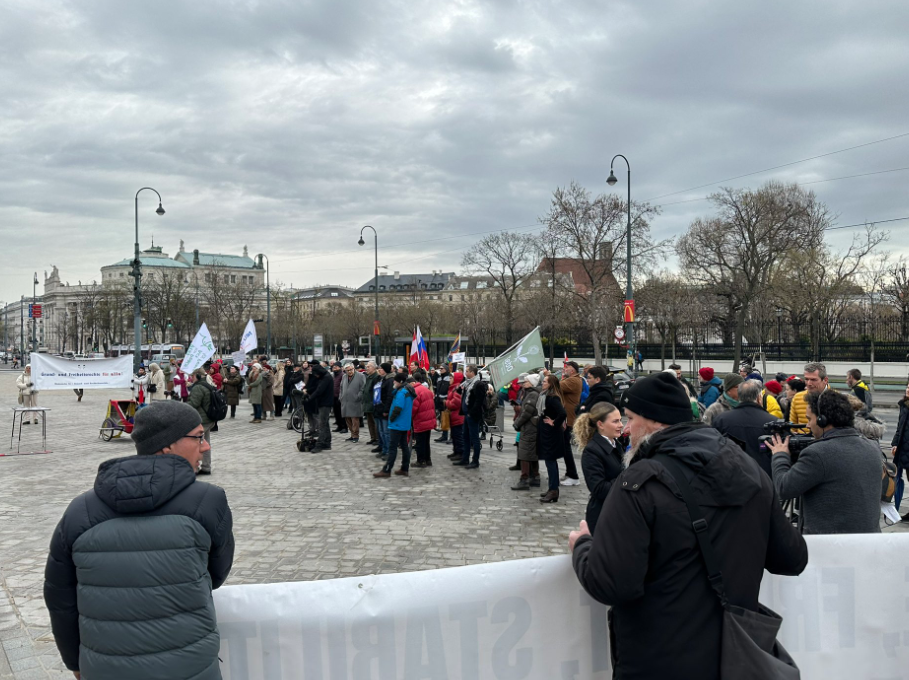 В Вене австрийцы провели митинг. Фото © Twitter / Austruanppsycho