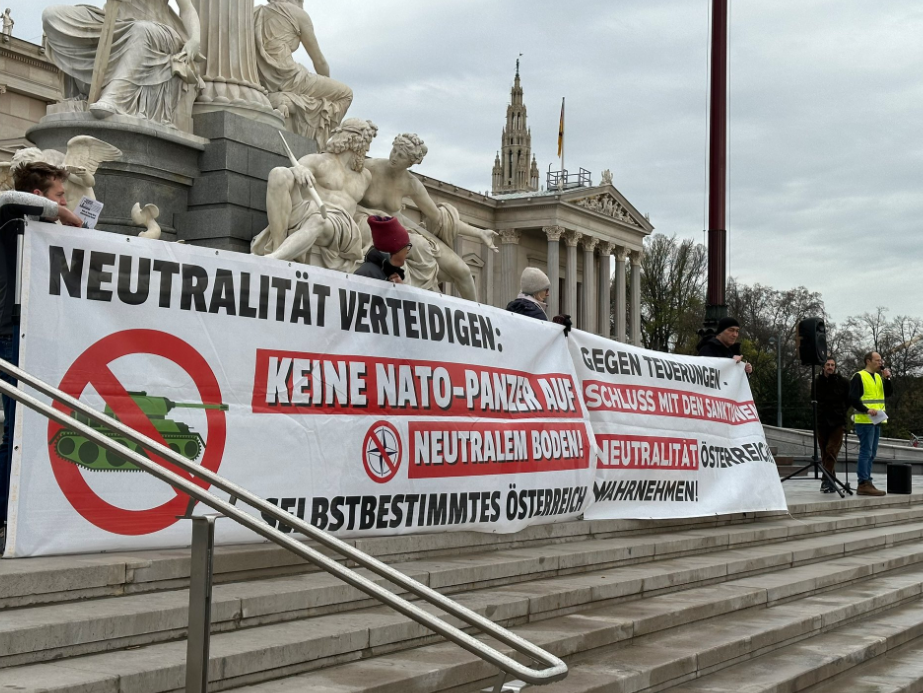 В Вене австрийцы провели митинг. Фото © Twitter / Austruanppsycho