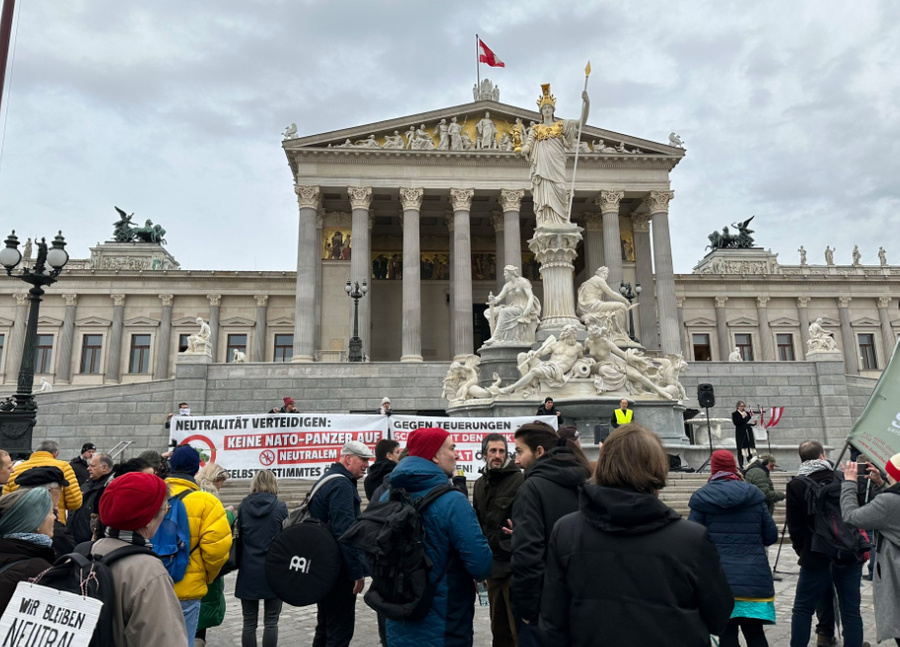 В Вене австрийцы провели митинг. Фото © Twitter / Austruanppsycho