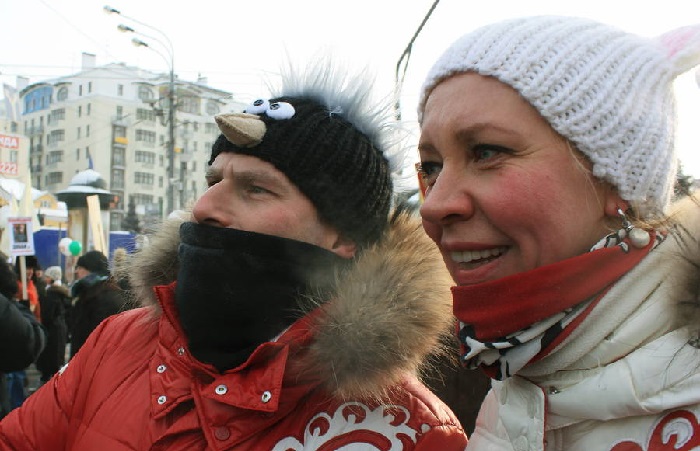 Шац и Лазарева на протестном мероприятии в 2012 году. Фото © kulturologia.ru