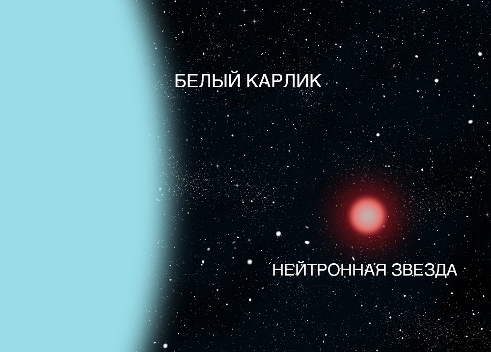 Сравнение размеров белого карлика и нейтронной звезды. Фото © LIFE, Freepik