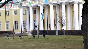 Как украинский флаг оказался в центре Санкт-Петербурга