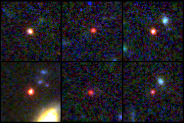 Снимки галактик, только что возникших в молодой Вселенной. Фото © NASA, ESA, CSA, I. Labbe (Swinburne University of Technology). Обработка изображения G. Brammer (Niels Bohr Institute’s Cosmic Dawn Center at the University of Copenhagen)