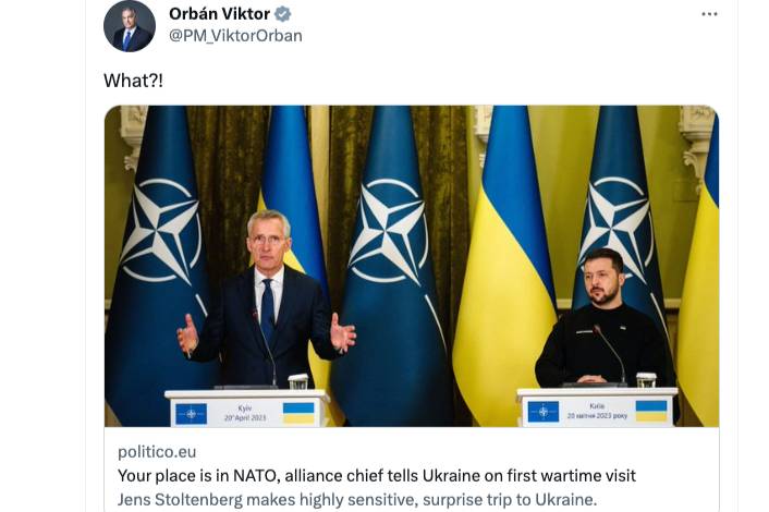 Виктор Орбан удивился заявлению генсека НАТО о том, что все члены альянса ждут Украину. Фото © Twitter / Виктор Орбан
